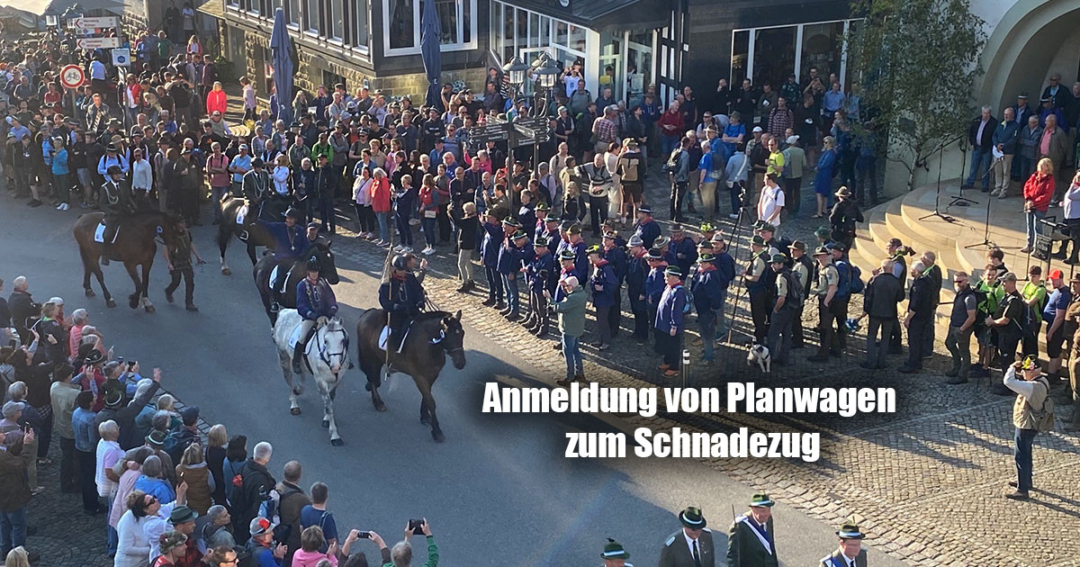 Anmeldung von Planwagen zum Schnadezug