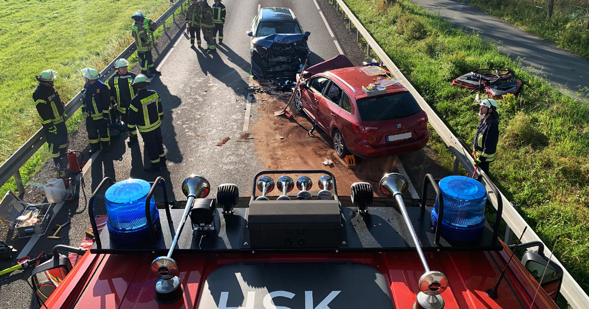Schwerer Verkehrsunfall auf der B 7 bei Brilon
