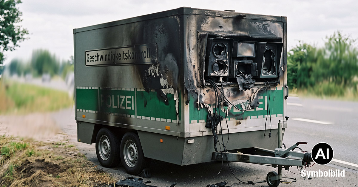 Blitzeranhänger in Altenbüren durch Brand beschädigt - Polizei sucht Zeugen 12 Blitzeranhaenger in Altenbueren durch Brand beschaedigt