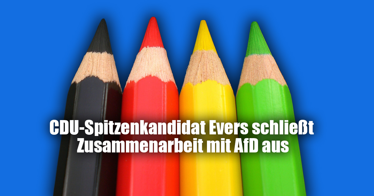 CDU Spitzenkandidat Evers schliesst Zusammenarbeit mit AfD aus