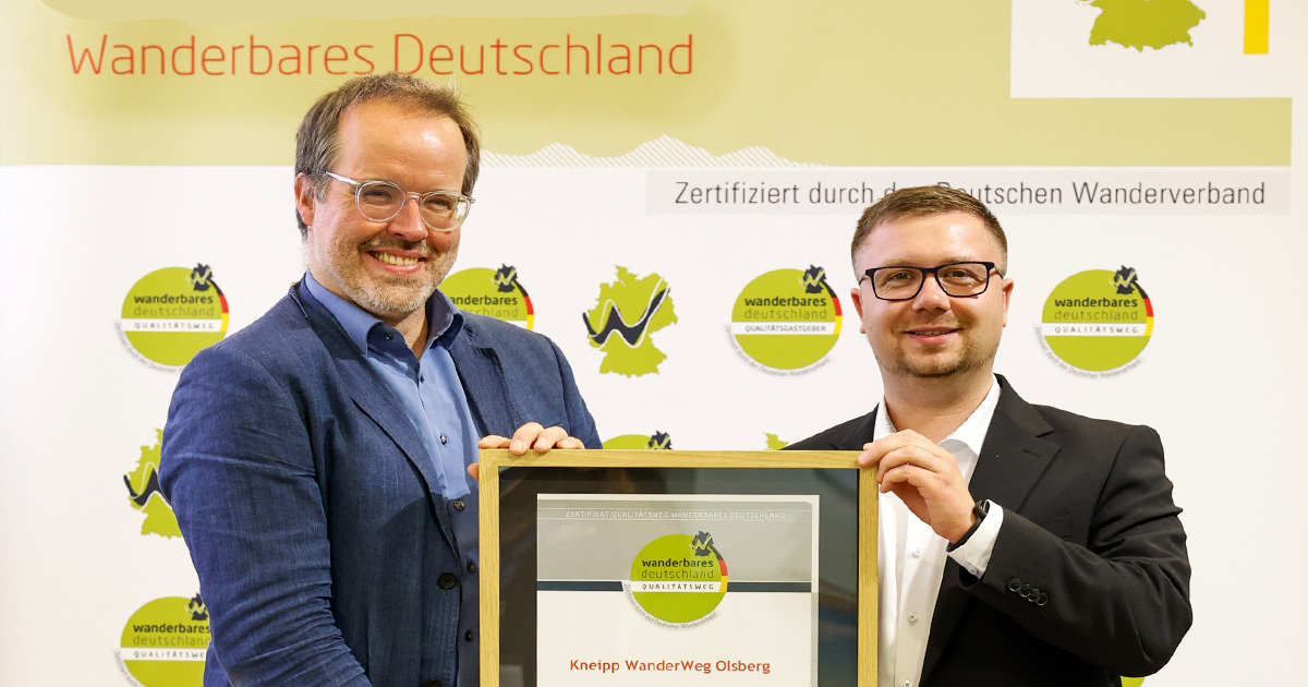 Kneipp WanderWeg Olsberg vom Deutschen Wanderverband ausgezeichnet