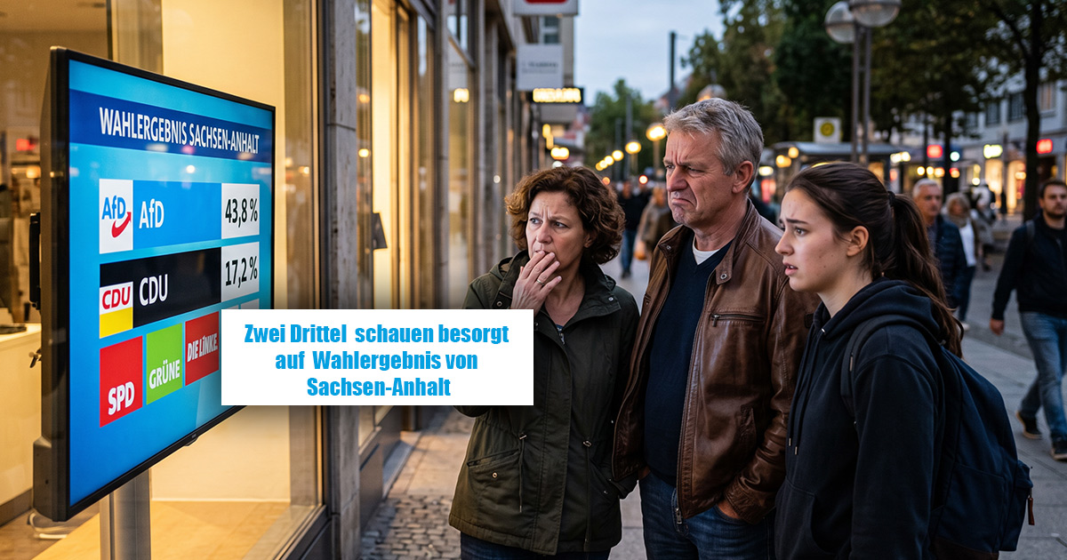 Zwei Drittel schauen besorgt Sachsen Anhalt