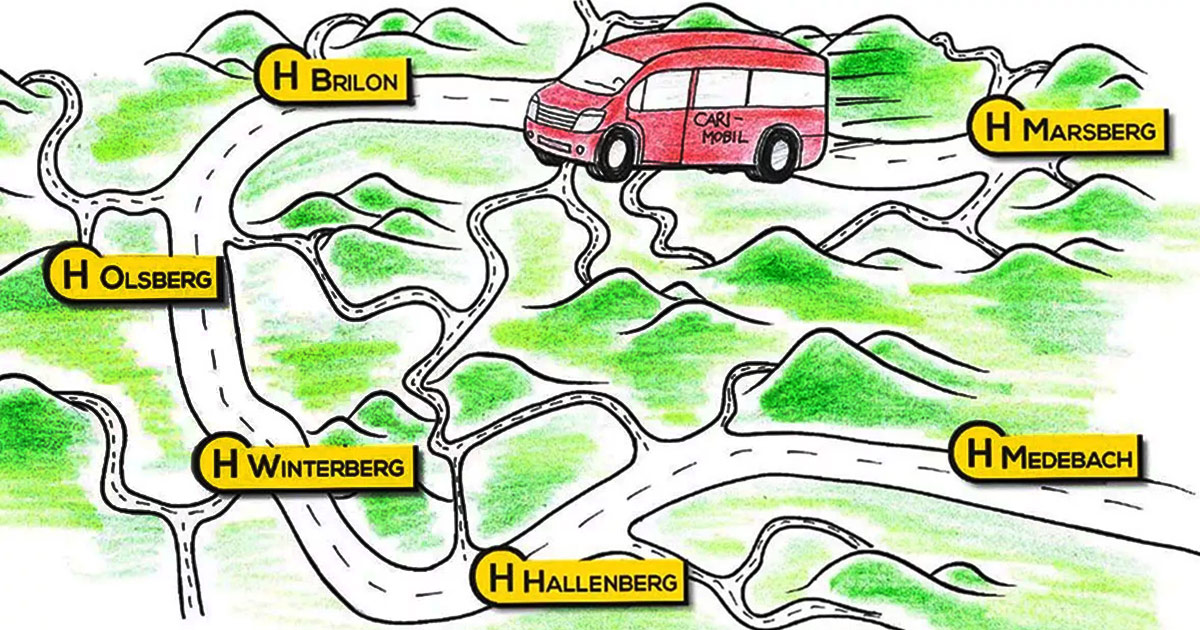 Beratung und Unterstuetzung am mobilen Beratungsbus CariMobil
