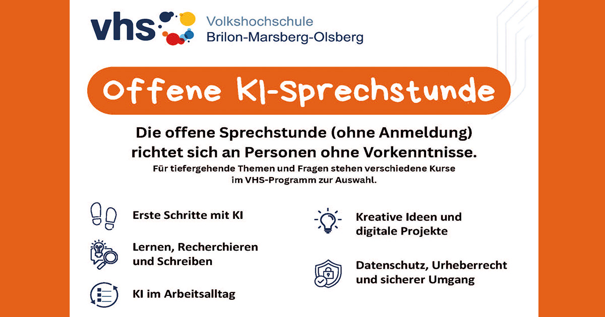 Offene KI Sprechstunde bei der VHS in Olsberg